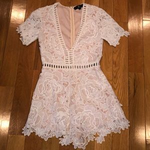 White lace crochet romper